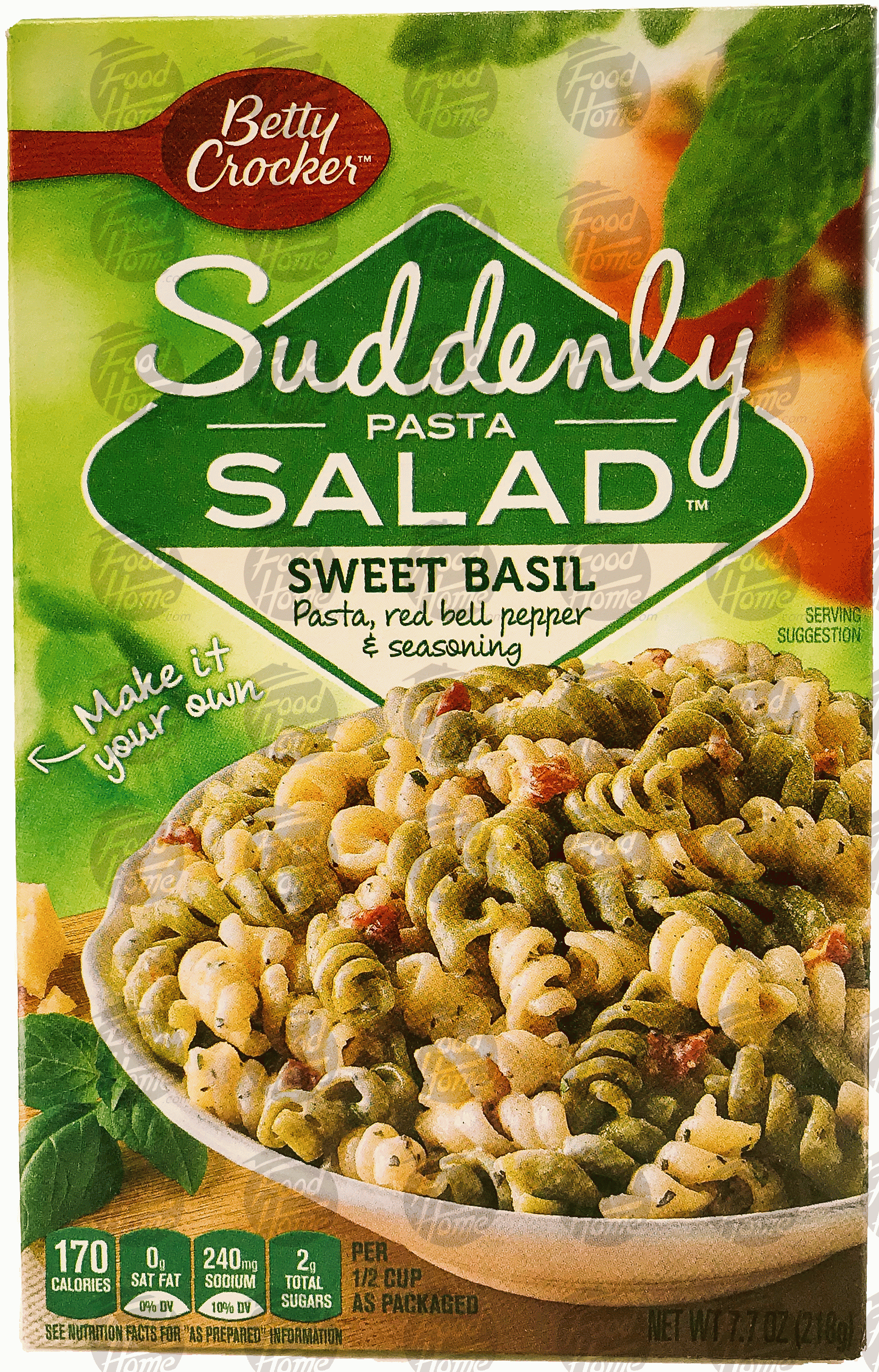 Betty Crocker Suddenly Pasta Salad sweet basil dry pasta with red bell peppers & seasoning, dry pasta box kit Full-Size Picture